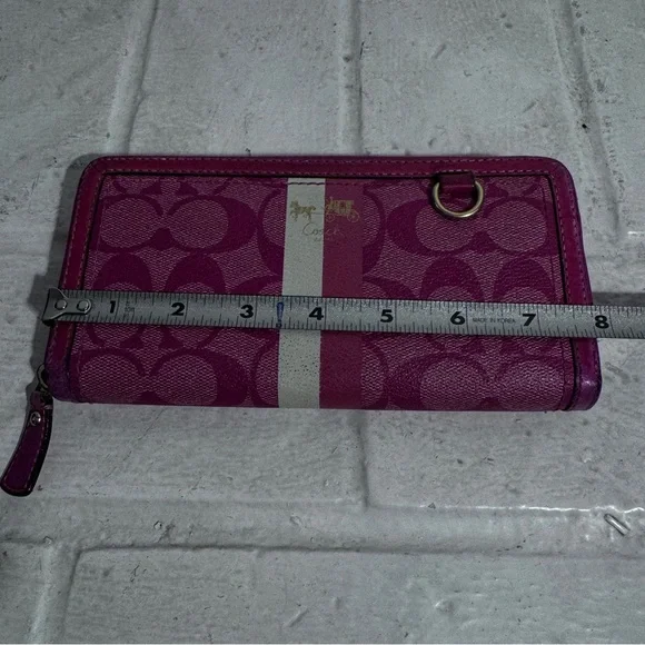Coach Pink Signature Wallet with Zip-Around Closure - Picture 11 of 12